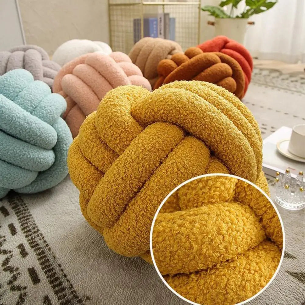 Oreiller Boule Noué Écologique - Coussin Déco Tissé Main