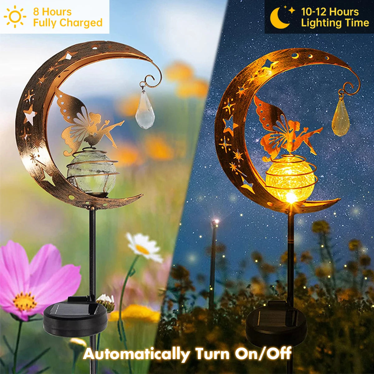 Lampe Solaire Lune Fée - Éclairage Jardin Globe Verre