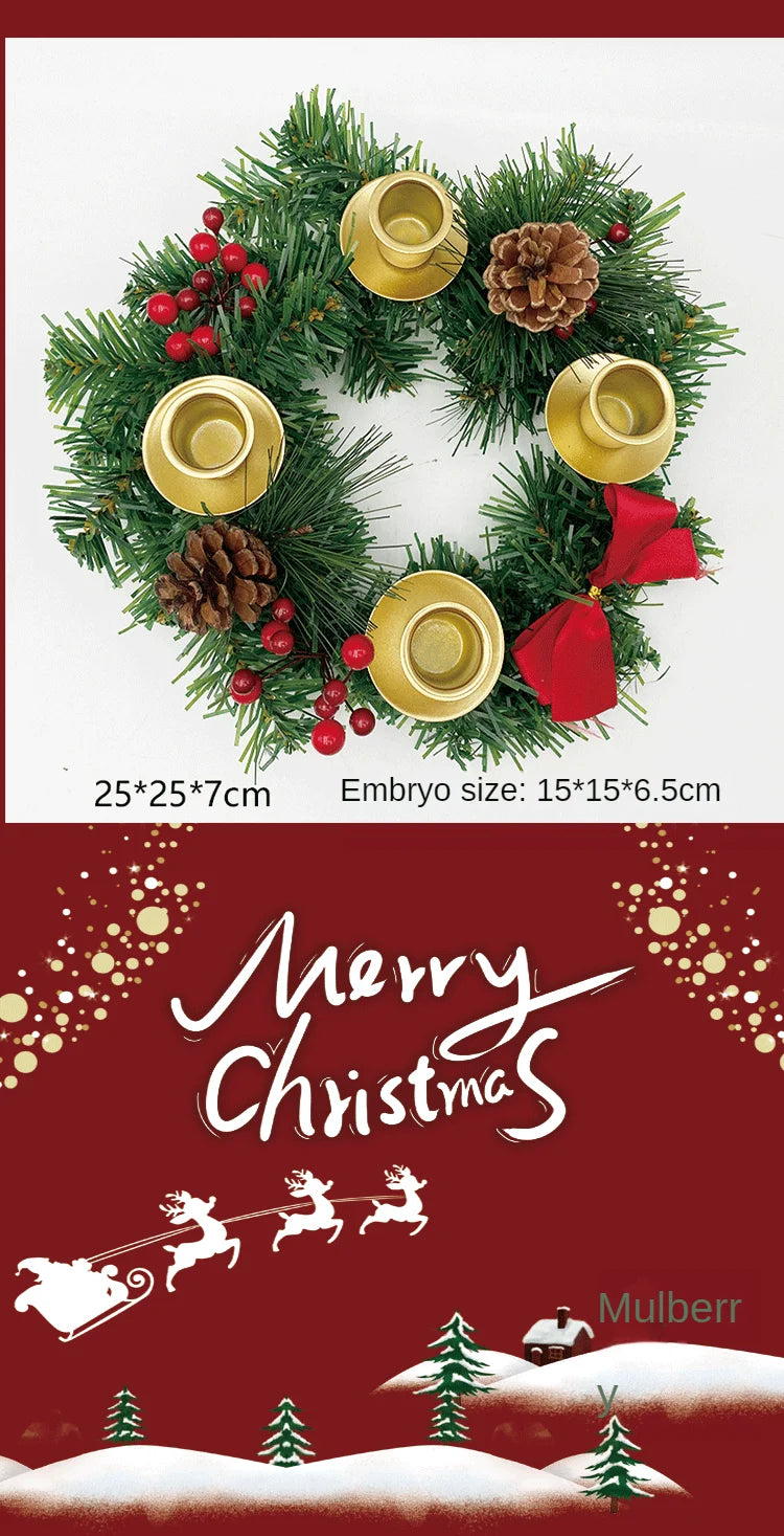 Couronne Bougeoir Noël 2 Styles - Fer Forgé & Plantes Artificielles