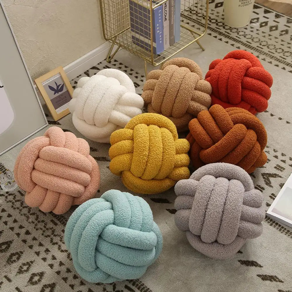Oreiller Boule Noué Écologique - Coussin Déco Tissé Main