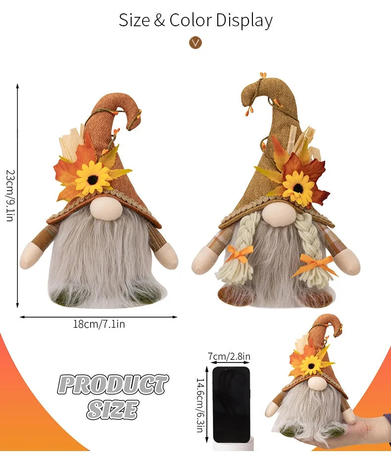 Gnome Automne Tissu - Porte-Bonheur Décoratif Festif