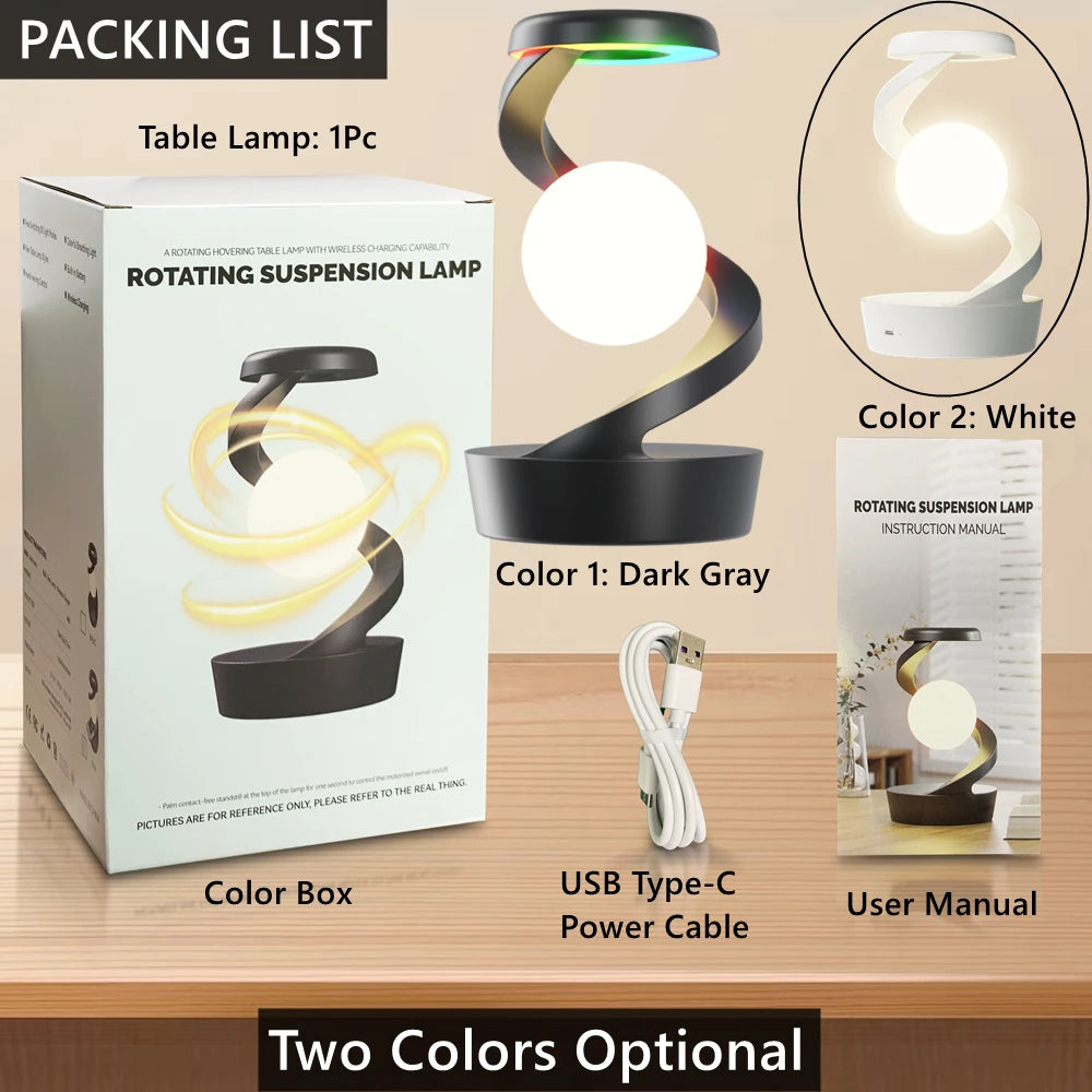 Lampe Flottante LED + Chargeur Sans Fil 15W - RGB Rotative