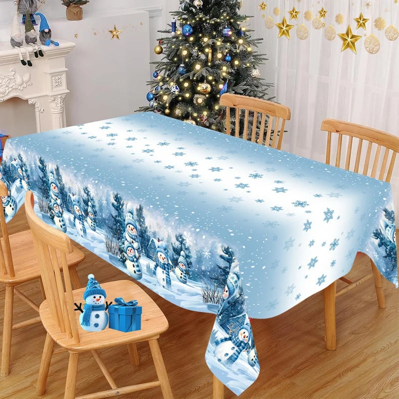 Nappe Noël Bleue Bonhomme de Neige 2025 - Votre Table Magique Féerique