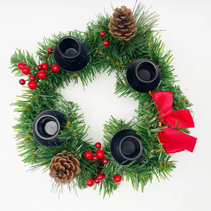Couronne Bougeoir Noël 2 Styles - Fer Forgé & Plantes Artificielles