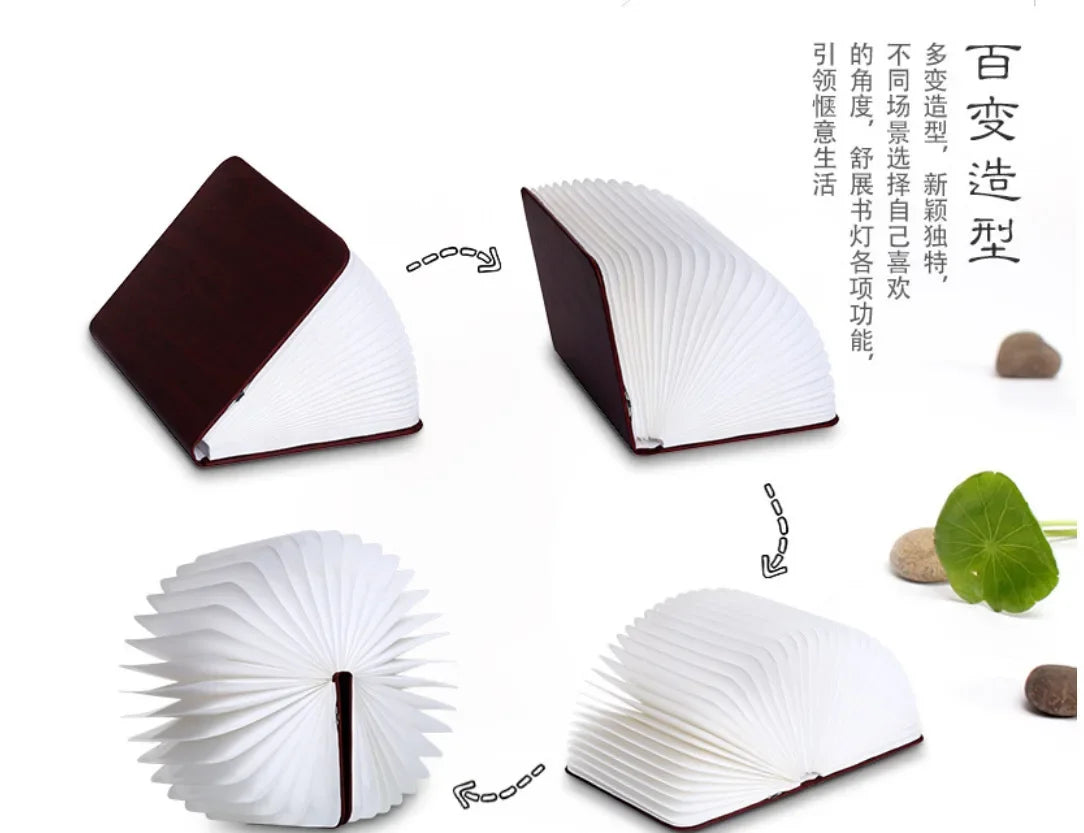 Livre Lumineux 3D Pliant LED RGB - Veilleuse Bois Rechargeable