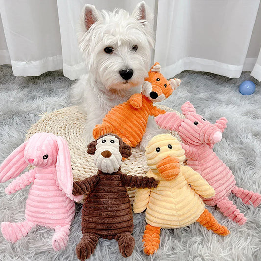 Jouet écureuil couineur pour chien – Velours côtelé doux, idéal petits chiens