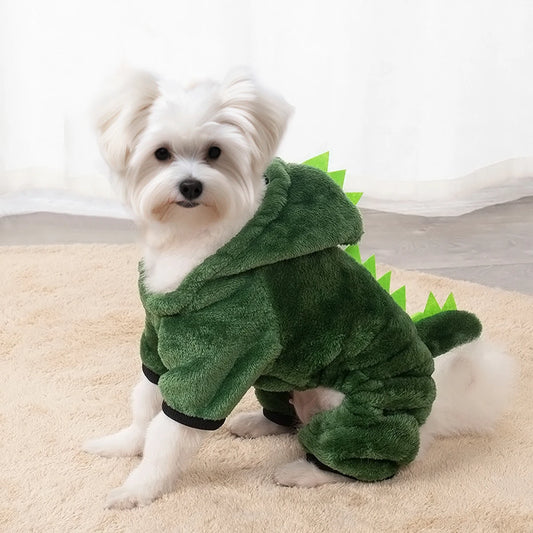 Costume dinosaure Halloween pour chien et chat – Polaire douce, déguisement chaud