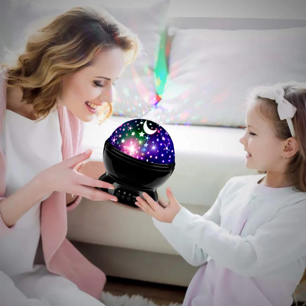 Projecteur Étoiles Enfants - Veilleuse Rotative Lune