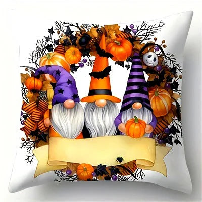 Taies Oreiller Halloween Sécurisées - Gnomes Citrouilles Décor Familial
