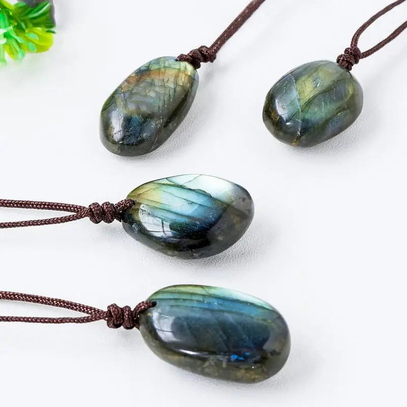Collier Pendentif Labradorite Naturelle 30mm - Bijou Lithothérapie