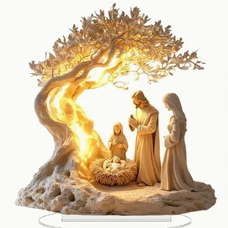 Ornement Nativité Sécurisé - Décoration Noël Acrylique Familiale