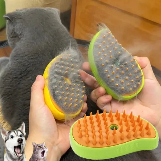 Brosse électrique 3-en-1 pour chien et chat – Toilettage, massage et vapeur douce