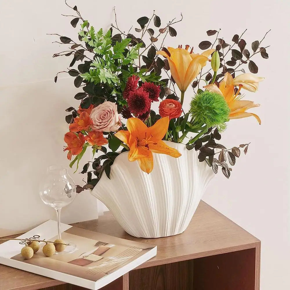 Vase Coquille Résine - Design Organique Moderne