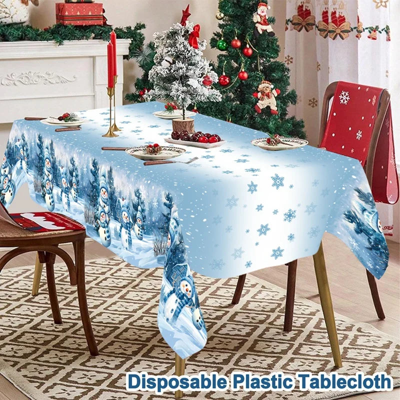 Nappe Noël Bleue Bonhomme de Neige 2025 - Votre Table Magique Féerique