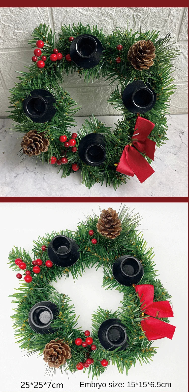 Couronne Bougeoir Noël 2 Styles - Fer Forgé & Plantes Artificielles