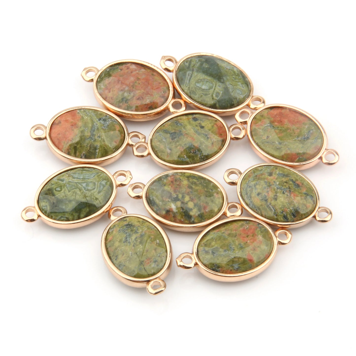 Breloque Ovale Pierre Naturelle 25x14mm - Connecteur DIY Bijoux
