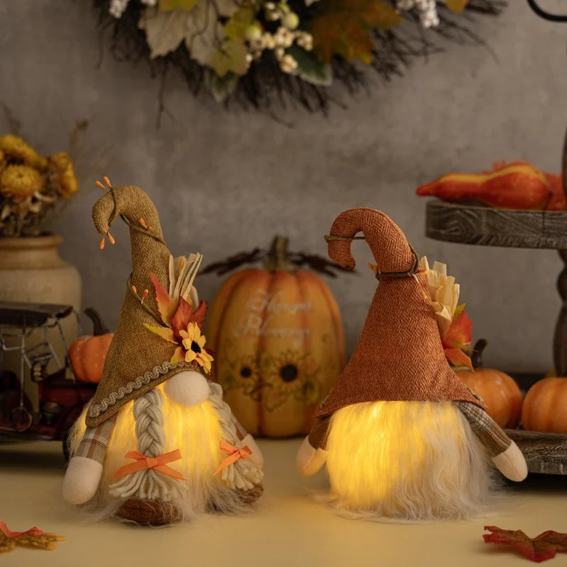 Gnome Automne Tissu - Porte-Bonheur Décoratif Festif