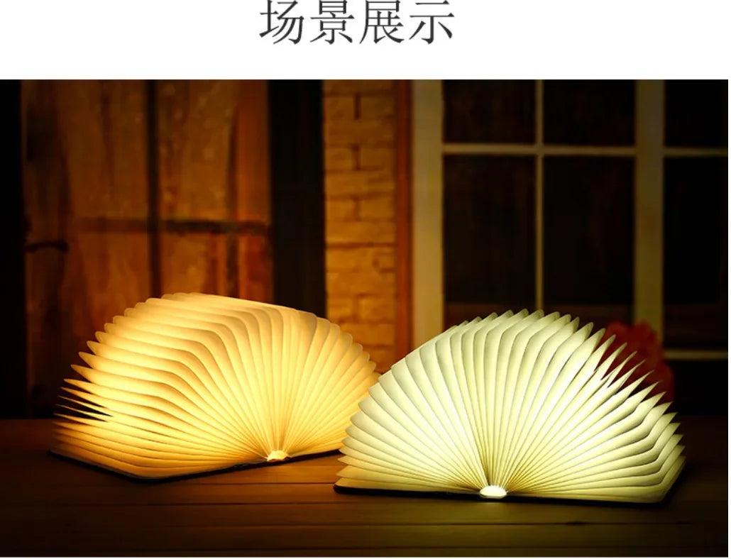 Livre Lumineux 3D Pliant LED RGB - Veilleuse Bois Rechargeable