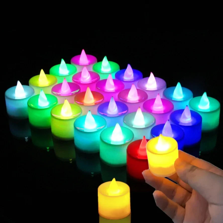 Bougies LED Colorées à Pile - Photophore Sans Flamme Set 24/50