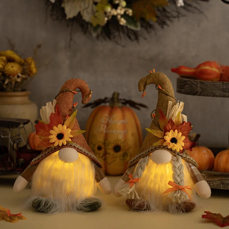 Gnome Automne Tissu - Porte-Bonheur Décoratif Festif