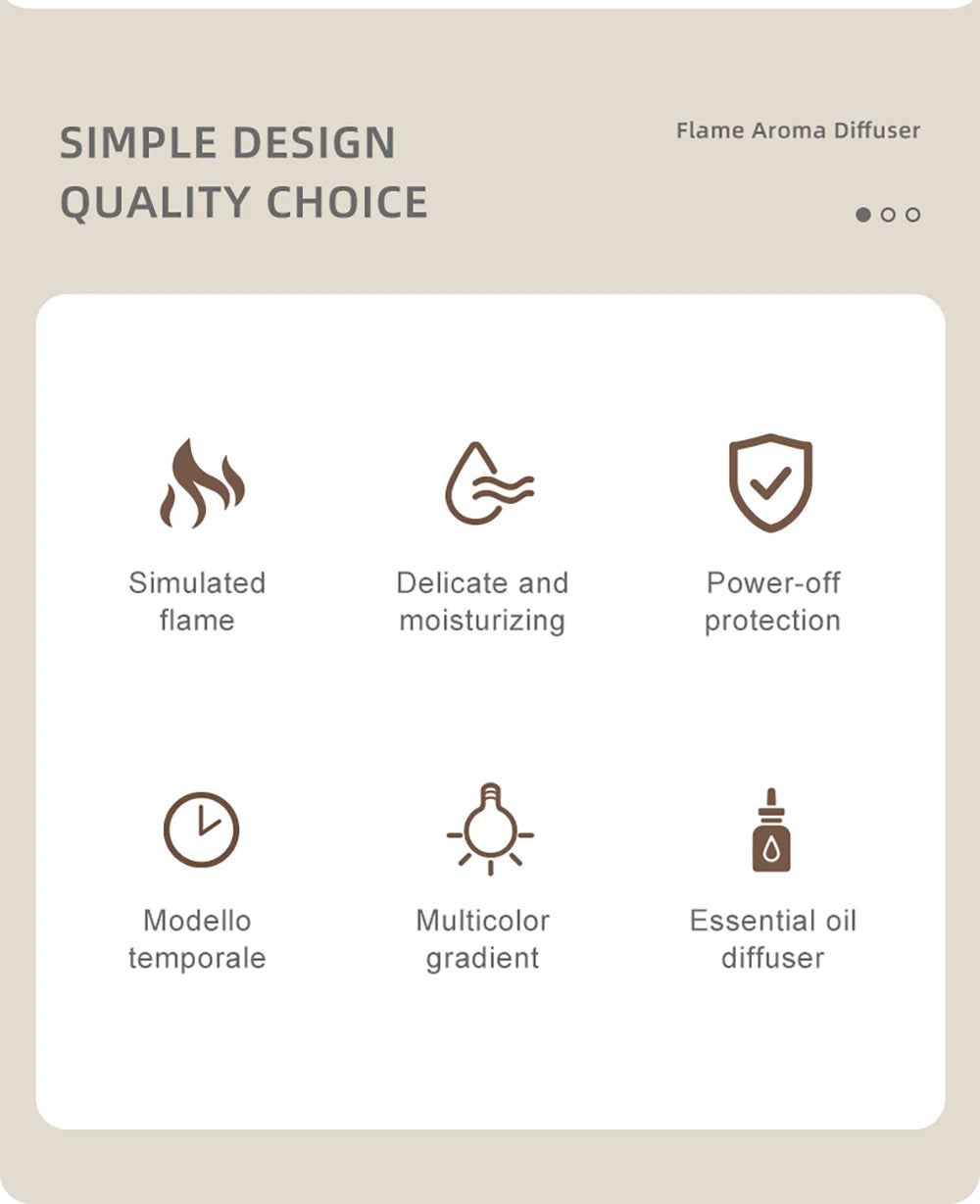 Humidificateur Arôme LED - Diffuseur Flamme Automatique