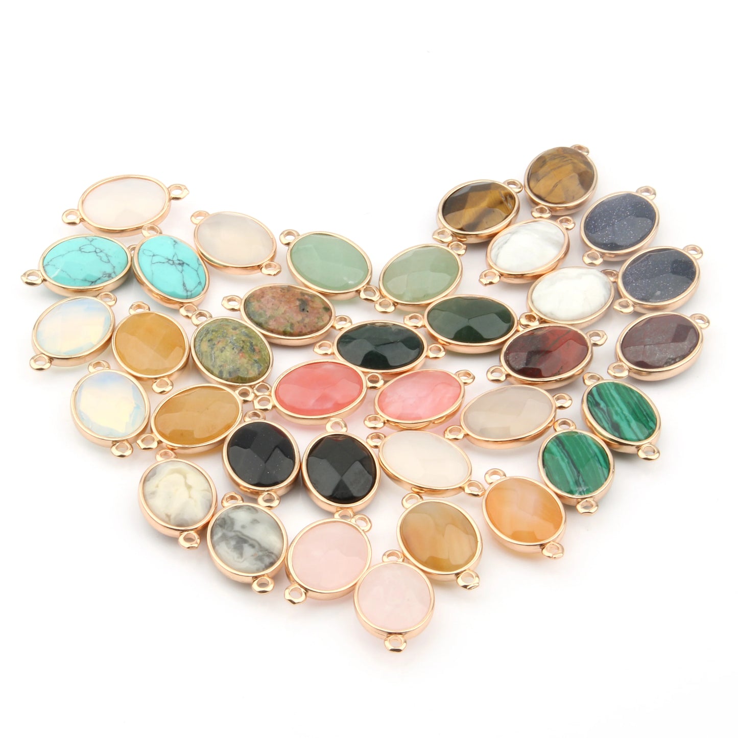 Breloque Ovale Pierre Naturelle 25x14mm - Connecteur DIY Bijoux