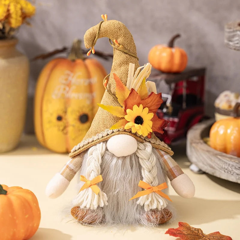 Gnome Automne Tissu - Porte-Bonheur Décoratif Festif