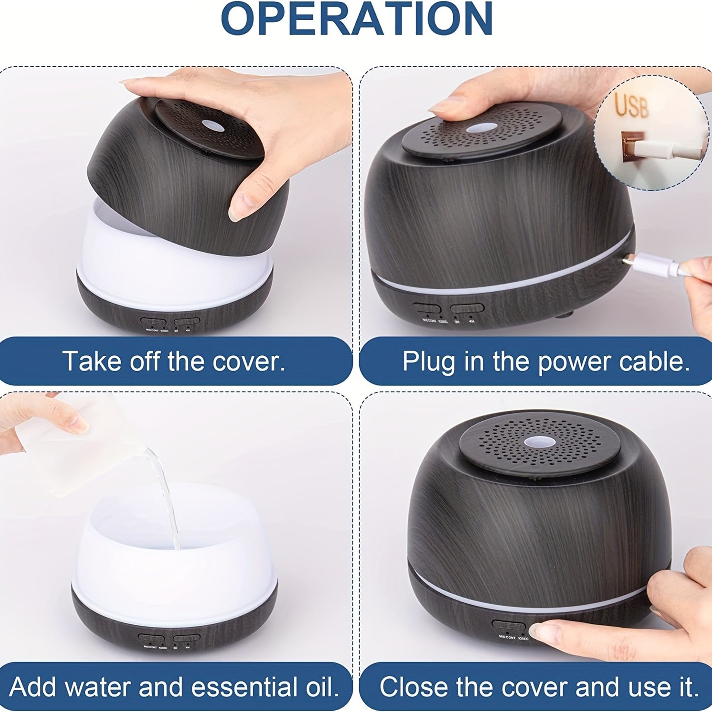 Diffuseur Huiles Essentielles 300ml - LED Télécommande