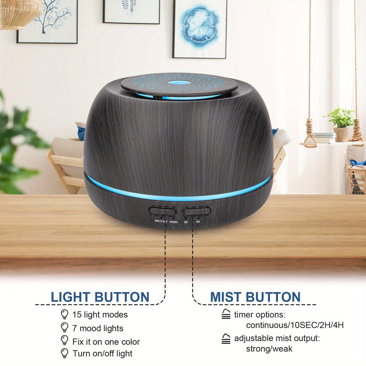 Diffuseur Huiles Essentielles 300ml - LED Télécommande