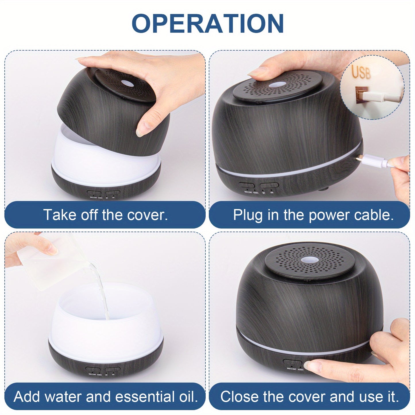 Diffuseur Huiles Essentielles 300ml - LED Télécommande