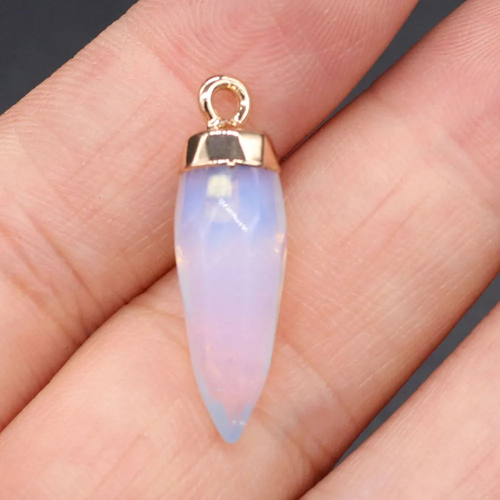 Pendentif Cône Pierre Naturelle Facetté 8x26mm - Bijou Géométrique DIY