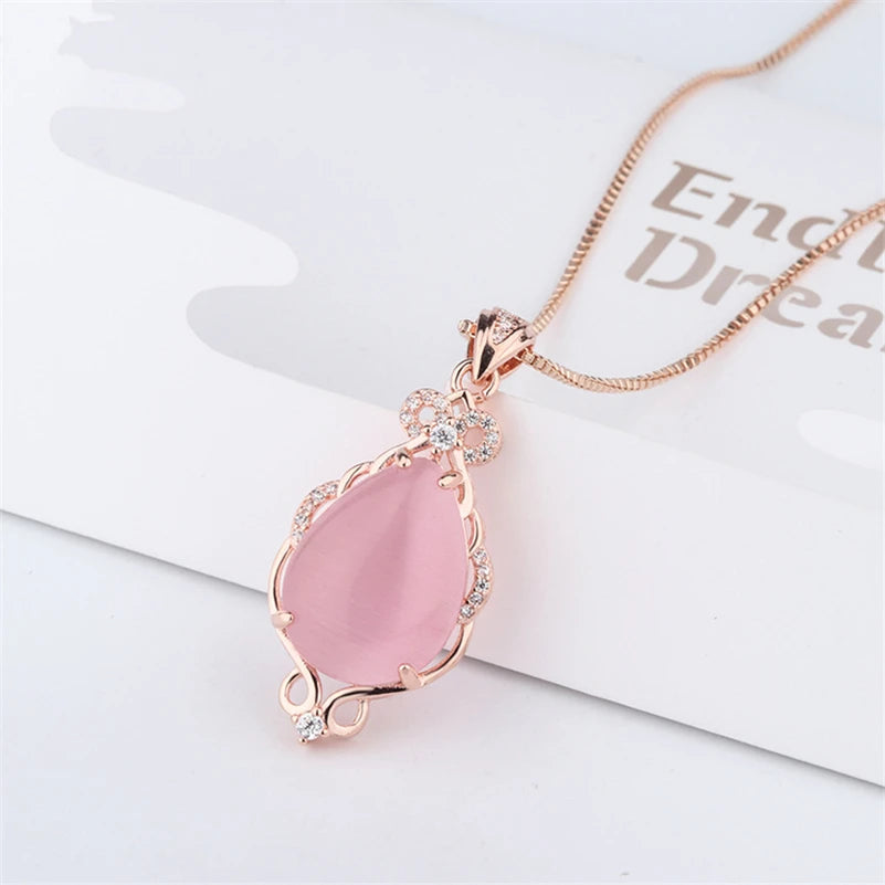 Collier Or Rose 14K Jade Quartz Rose - Bijou Femme Luxe