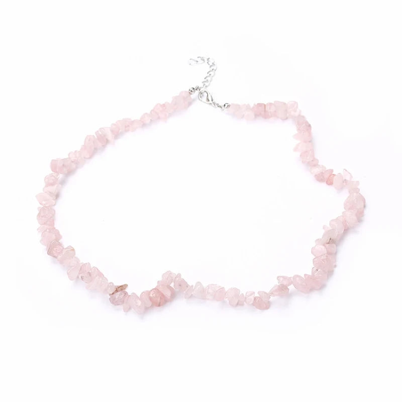Tour de Cou Pierre Naturelle Femme 40cm - Bijou Bohème Quartz Rose