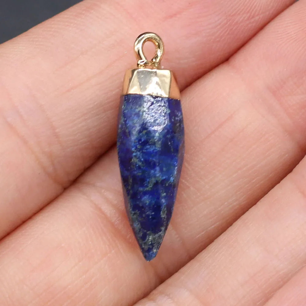 Pendentif Cône Pierre Naturelle Facetté 8x26mm - Bijou Géométrique DIY