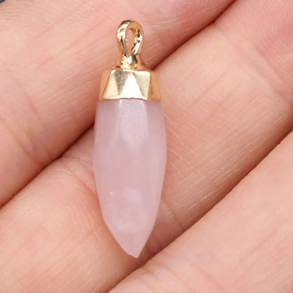 Pendentif Cône Pierre Naturelle Facetté 8x26mm - Bijou Géométrique DIY