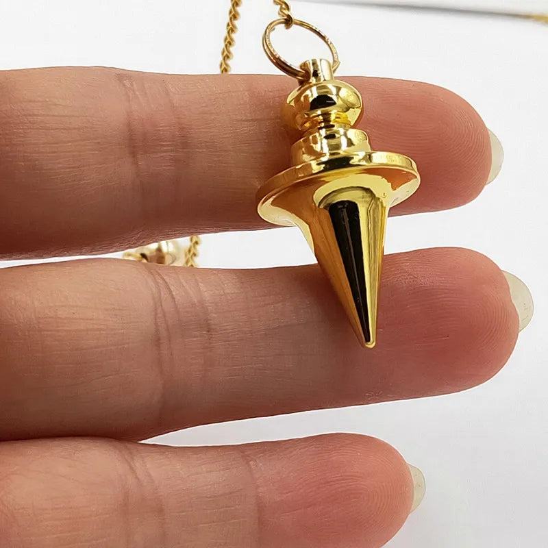 Pendule de Radiesthésie Pyramide Reiki - Cristal de Guérison Chakra en Métal Chromé