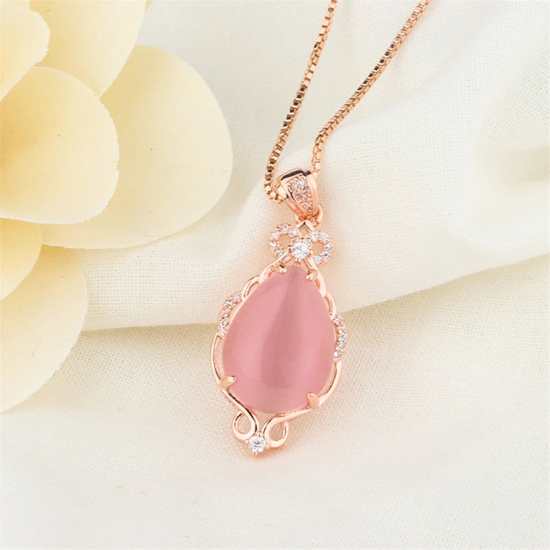 Collier Or Rose 14K Jade Quartz Rose - Bijou Femme Luxe