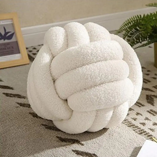 Oreiller Boule Noué Écologique - Coussin Déco Tissé Main