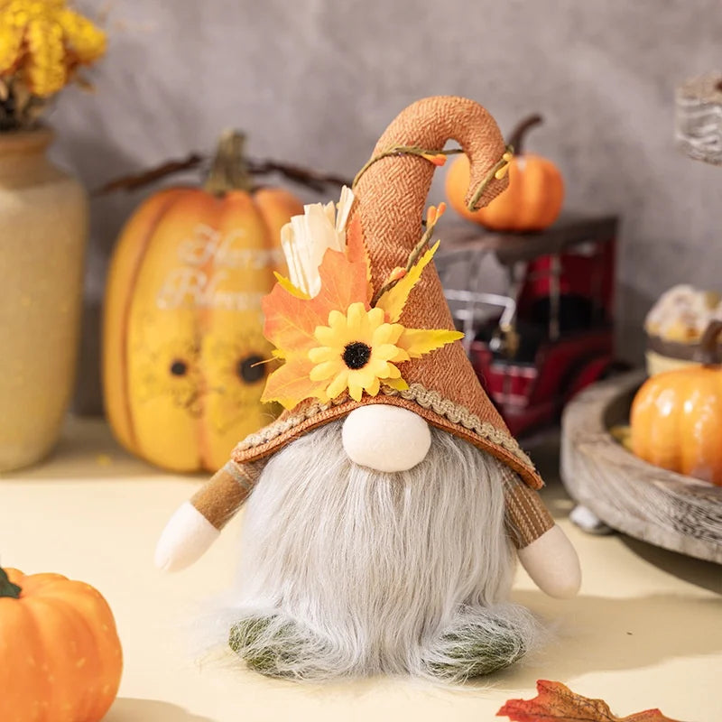 Gnome Automne Tissu - Porte-Bonheur Décoratif Festif