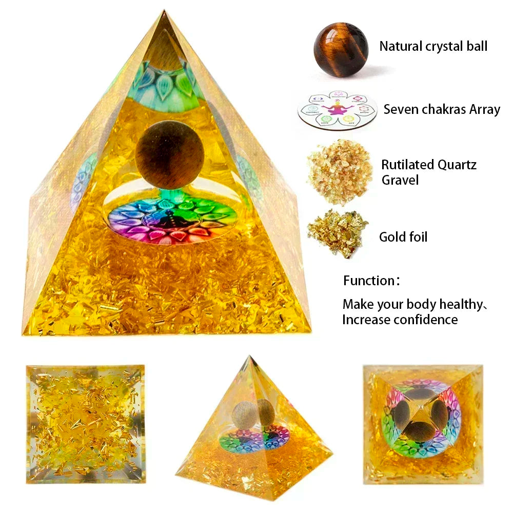 Pyramide Énergétique en Cristal Naturel - Générateur Reiki Chakra et Décoration Égyptienne