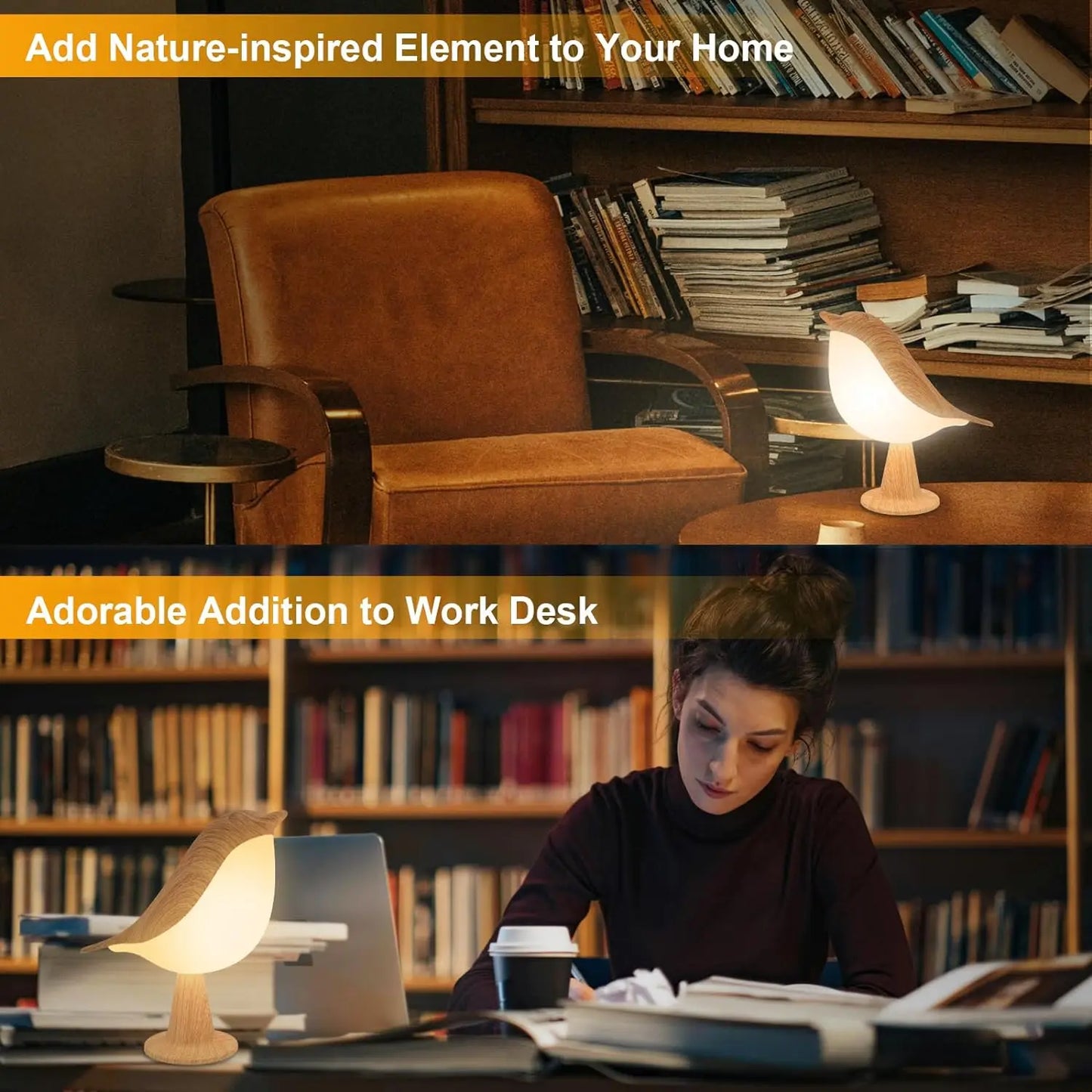 Lampe Bureau Enfant Sans Fil - Veilleuse Oiseau Tactile