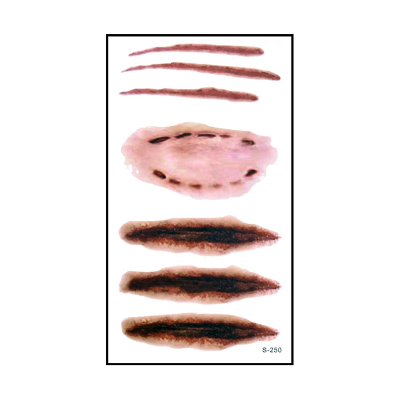 Faux Tatouages Plaies Halloween x6 - Autocollants Temporaires Sanglants