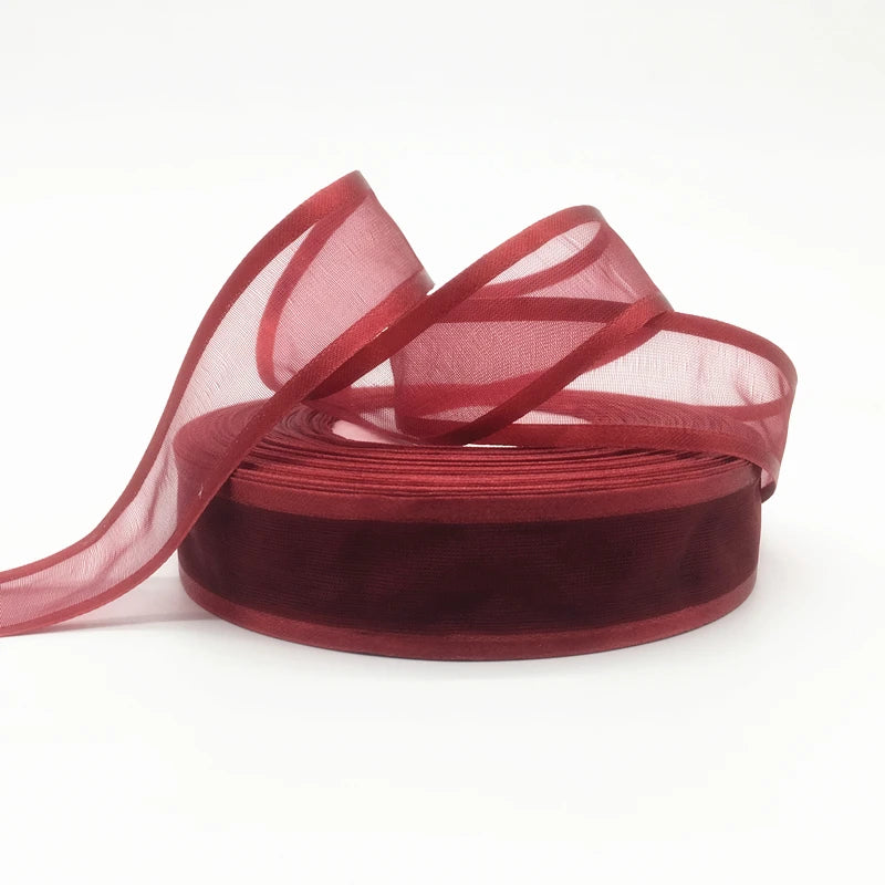 Ruban Organza Rouge Sécurisé - 5 Yards Décoration Noël Mariage