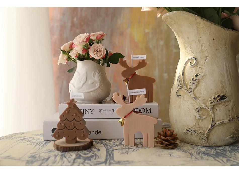 Bougie Cerf Noël Parfumée - Décoration Festive Aromathérapie