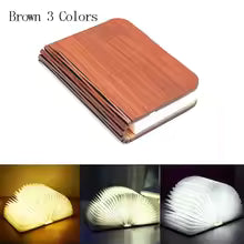 Livre Lumineux 3D LED RGB – Bois naturel, pliable, 5 couleurs, rechargeable USB