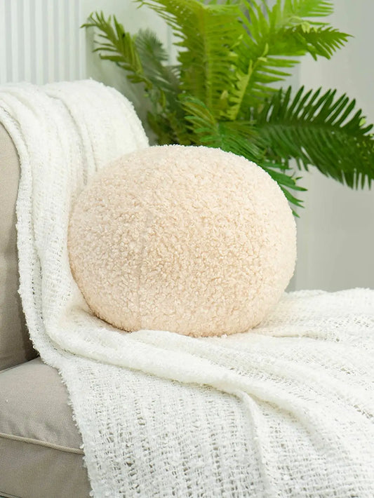 Coussin Rond Boule Inyahome 33cm - Nuage de Douceur Teddy Fleece