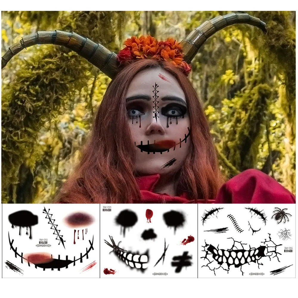 Faux Tatouages Cicatrices Halloween - Autocollants Temporaires Réalistes