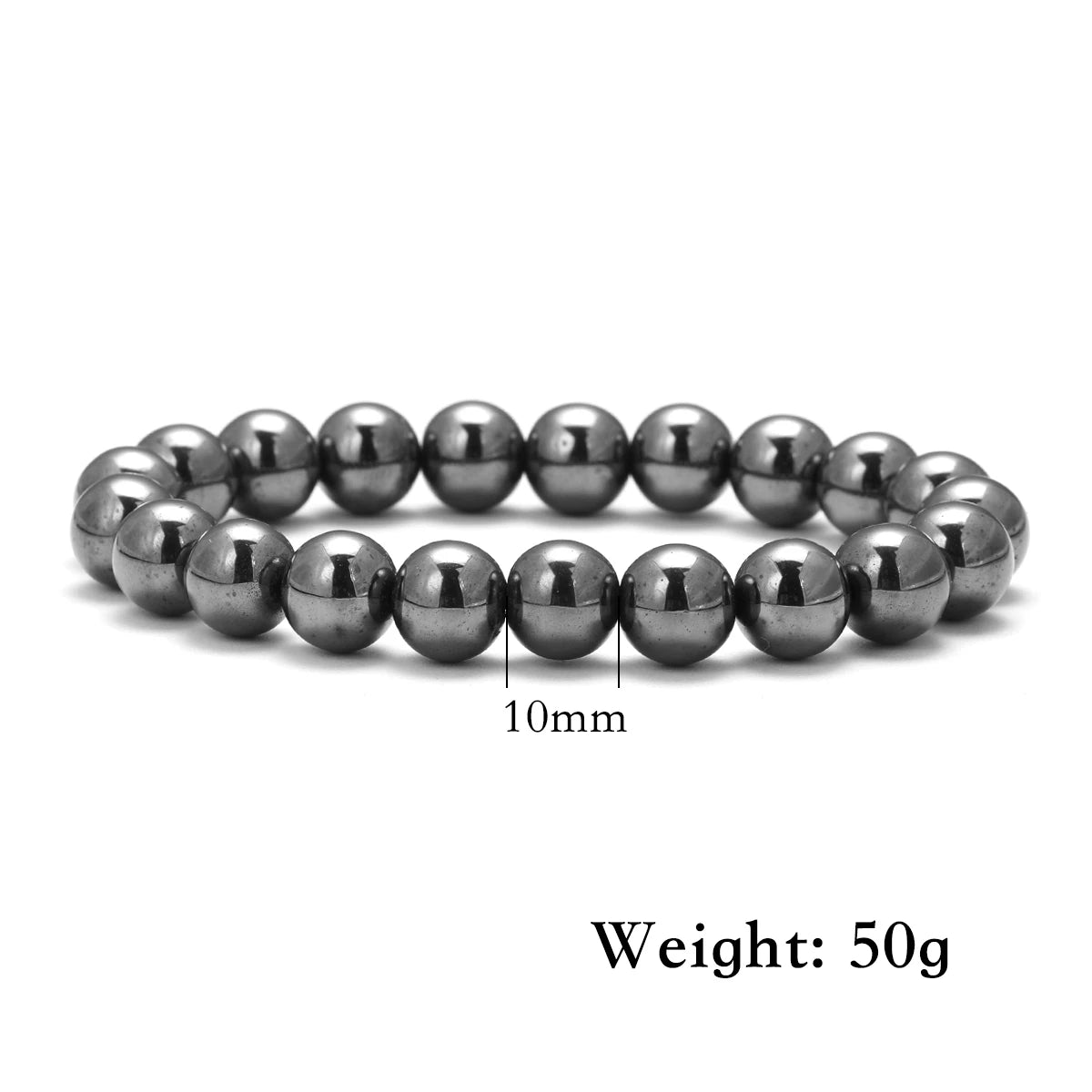 Bracelet Hématite Homme 18-19cm - Pierre Naturelle Magnétique