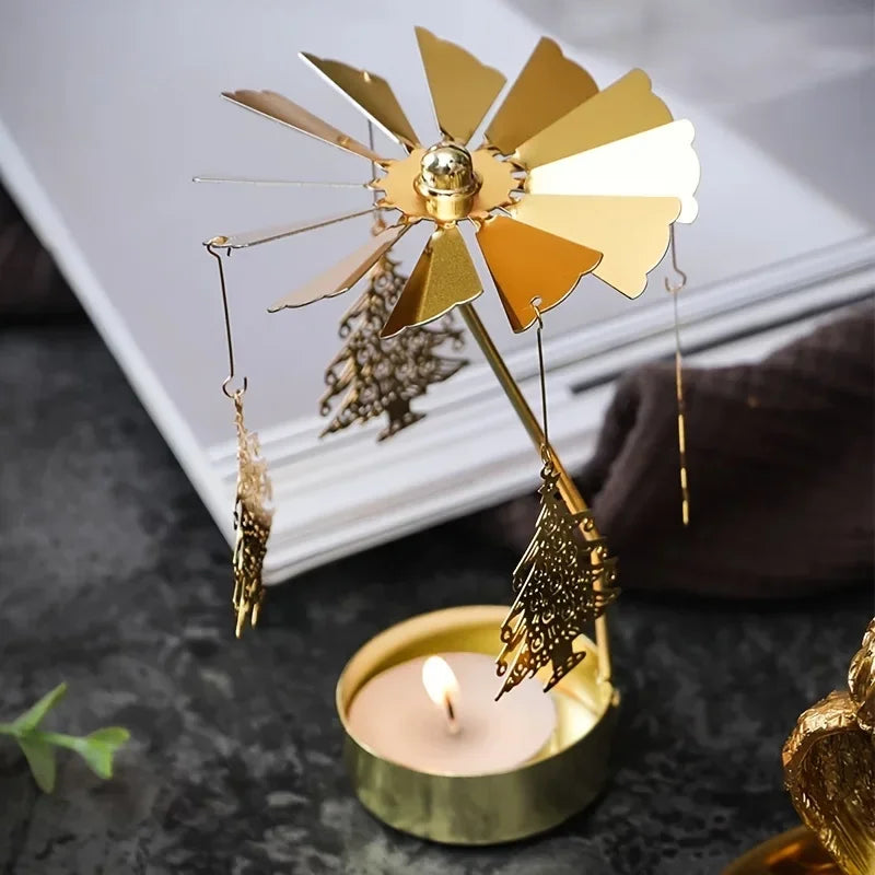 Bougeoir Rotatif Métal Chaud - Porte-Bougie Noël Mariage