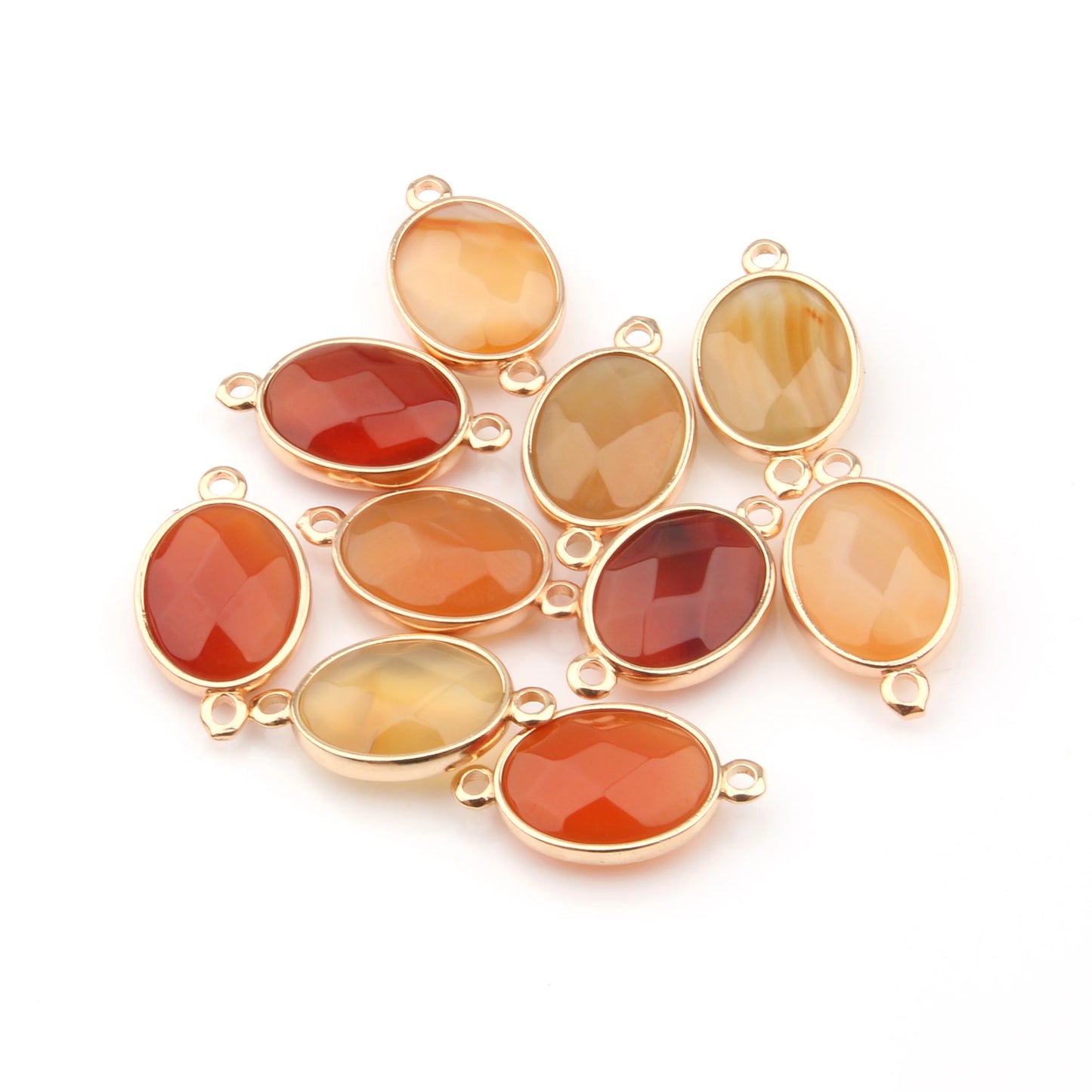 Breloque Ovale Pierre Naturelle 25x14mm - Connecteur DIY Bijoux